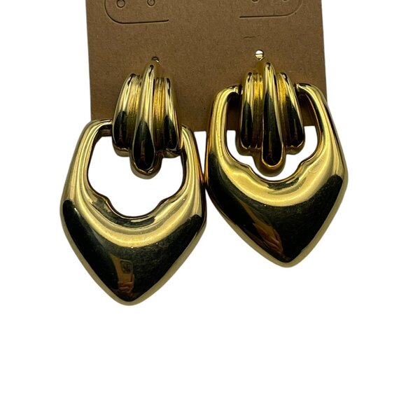 Extremely Rare Vintage Givenchy Post/Latch Back Earrings-Gold Toned Door Knocker - Picture 1 of 9